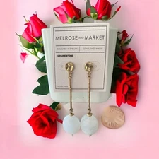 Melrose And Market Gold Tone Genuine Quartz 3 1/4" Dangle Earrings-NWOT