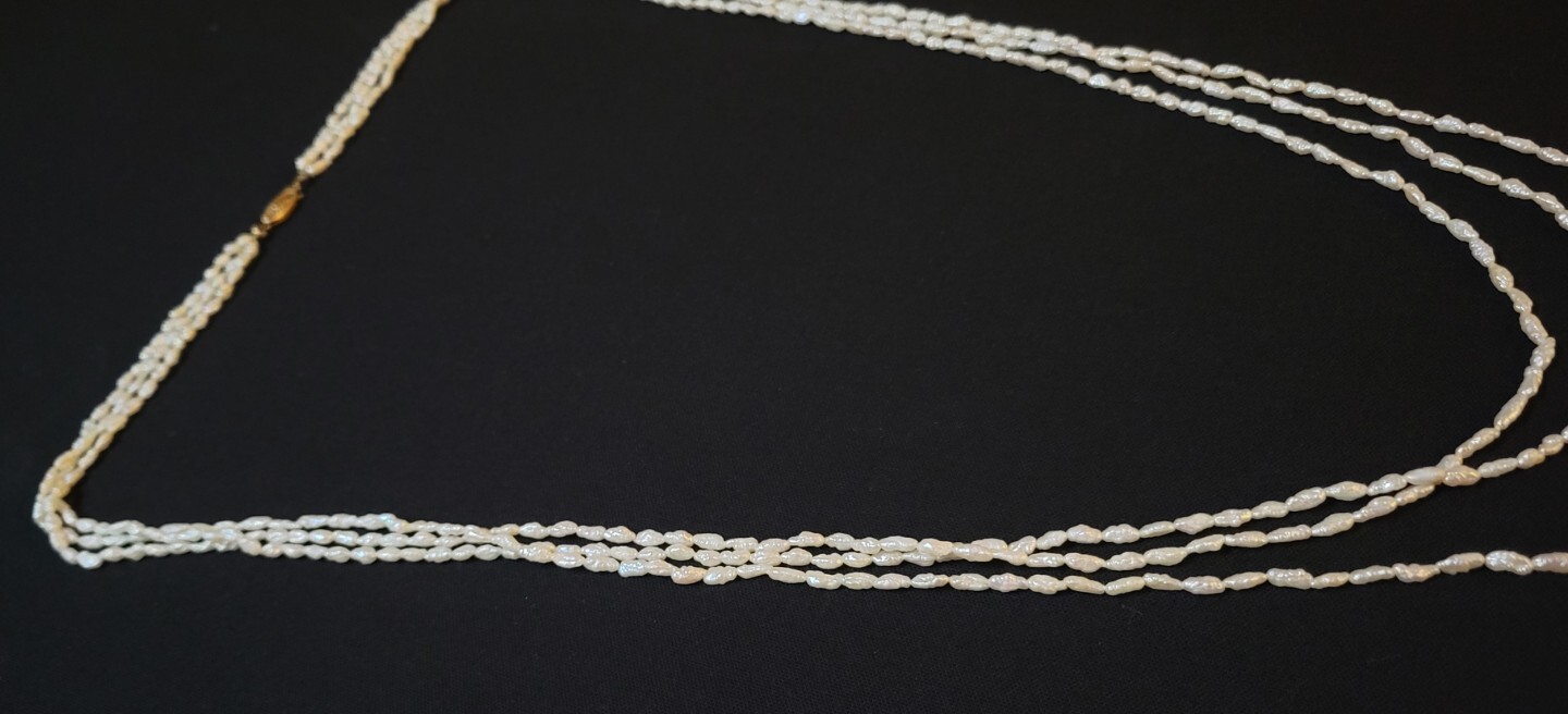 Vintage 14k Yellow Gold Pearl Necklace eBay