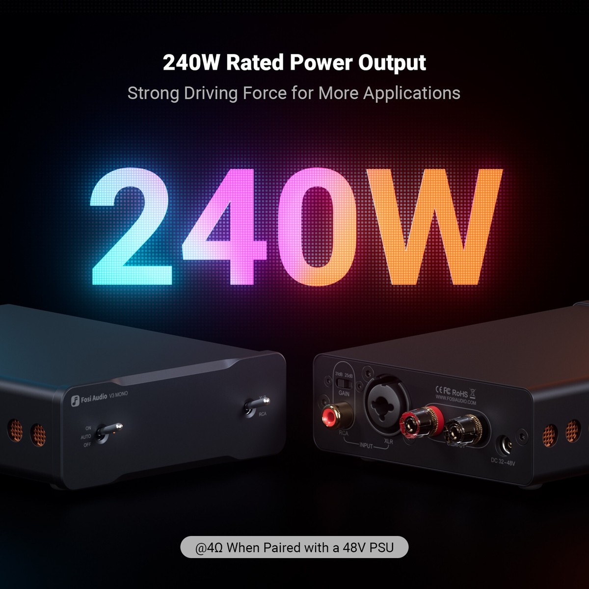 Fosi Audio V3 Mono Power Amplifier PFFB 3255 Monoblock Class D