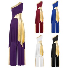 Women Irregular Hem Dress And Wide-Leg Pant Praise Dancewear Performance Danza