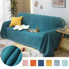 Solid Color Soft Knitted Sofa Blanket Protector Smooth Fabric Velvet Blankets