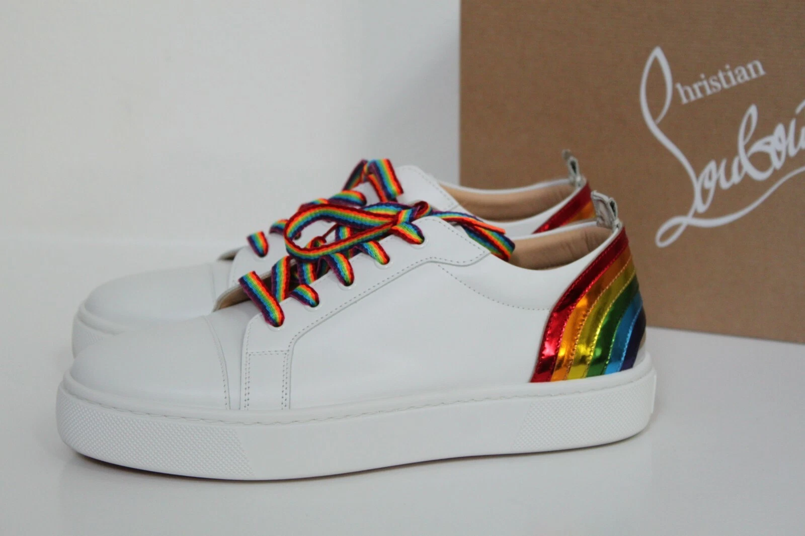 Christian Louboutin — sz 9.5 / 40 Christian Louboutin Arkenspeed Rainbow White Leather trainers Shoes