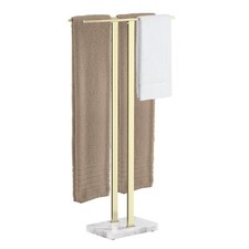37in Gold Towel Rack Marble Base Stainless Steel for Large Bath Towels Bathroom