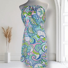 Lilly Pulitzer Windsor Pull On Dress Size S Conch Republic Strapless Pima Cotton
