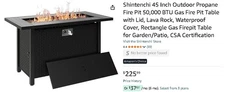 Shintenchi 45 Inch Outdoor Propane Fire Pit 50,000 BTU Gas Fire Pit Table 