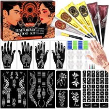 Temporary Stencils Tattoos Kit, 6 Pcs Tattoo Pastes 4 Color 2 Black 2 Brown ...