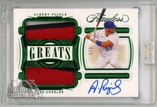 Albert Pujols 2021 Panini Flawless Greats Emerald Dual Patch Autograph Card 3/3