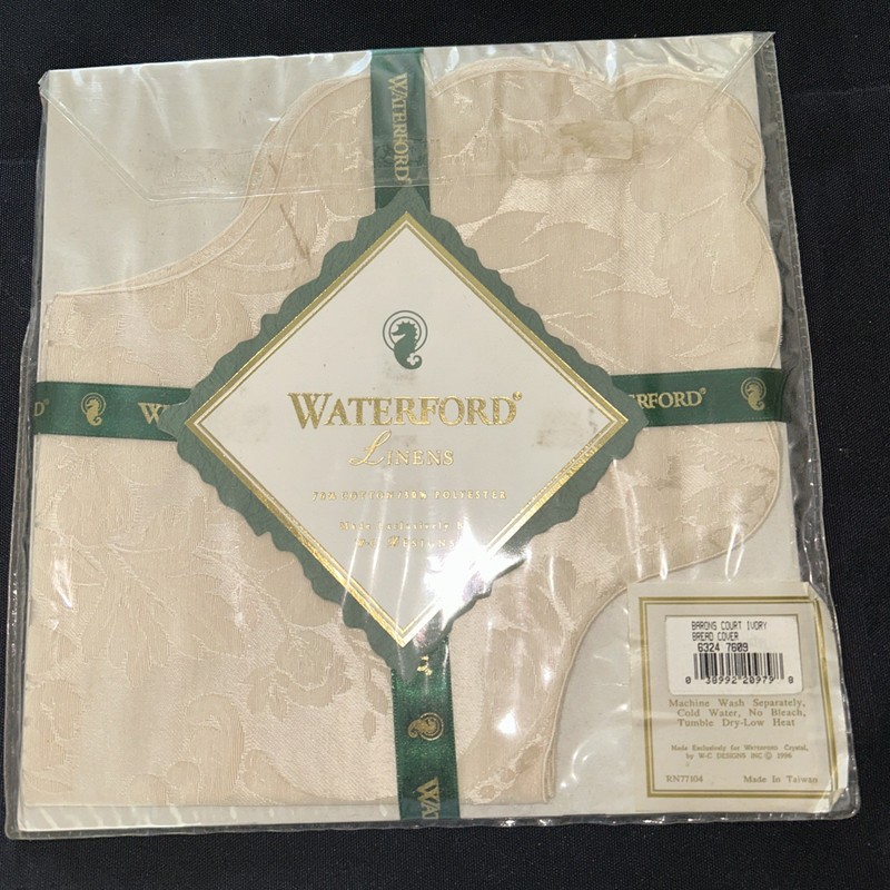 Waterford Linens Bread Cover  16” X 16” Barons Court Ivory, NOS