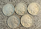 LOT OF 5 - 1930 5 CENT INDIAN HEAD BUFFALO NICKEL