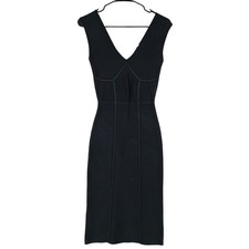 BCBGMAXAZRIA Bandage Dress XXS Black Bodycon V-Neck Ribbed LBD Cocktail Party