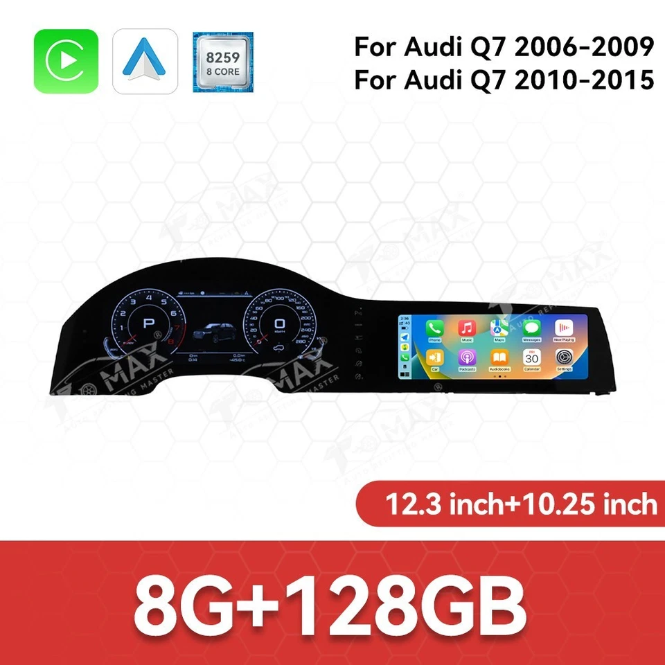 Двойной экран автомобильное радио для Audi Q7 2006-2015 цифровой кластер Carplay блок экран - Изображение 3 из 4