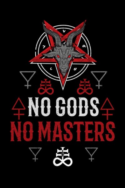 Notizbuch Liniert 120 Seiten No Gods No Masters Satanisch A5 Schwarz-image