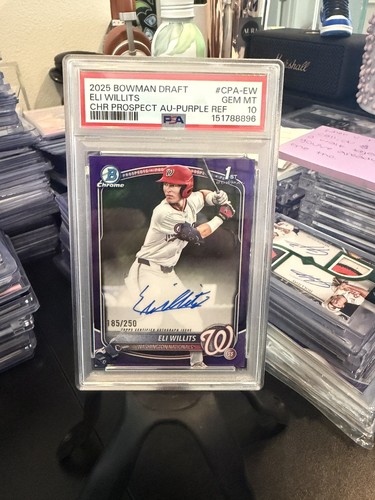 #1 Prospect ‘25 Eli Willits 1st Bowman Chrome Purple Refractor Auto /250 PSA 10 
