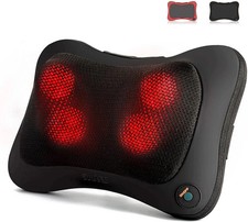 SULIVES SHIATSU BACK AND NECK MASSAGER,KNEADING MASSAGE PILLOW WITH HEAT - BLACK