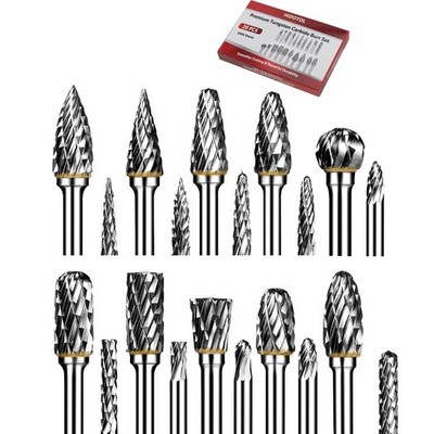 HIDOTOL Carbide Burr Set 20PC 1/8'' Shank   3mm Tungsten - 1/8 shank