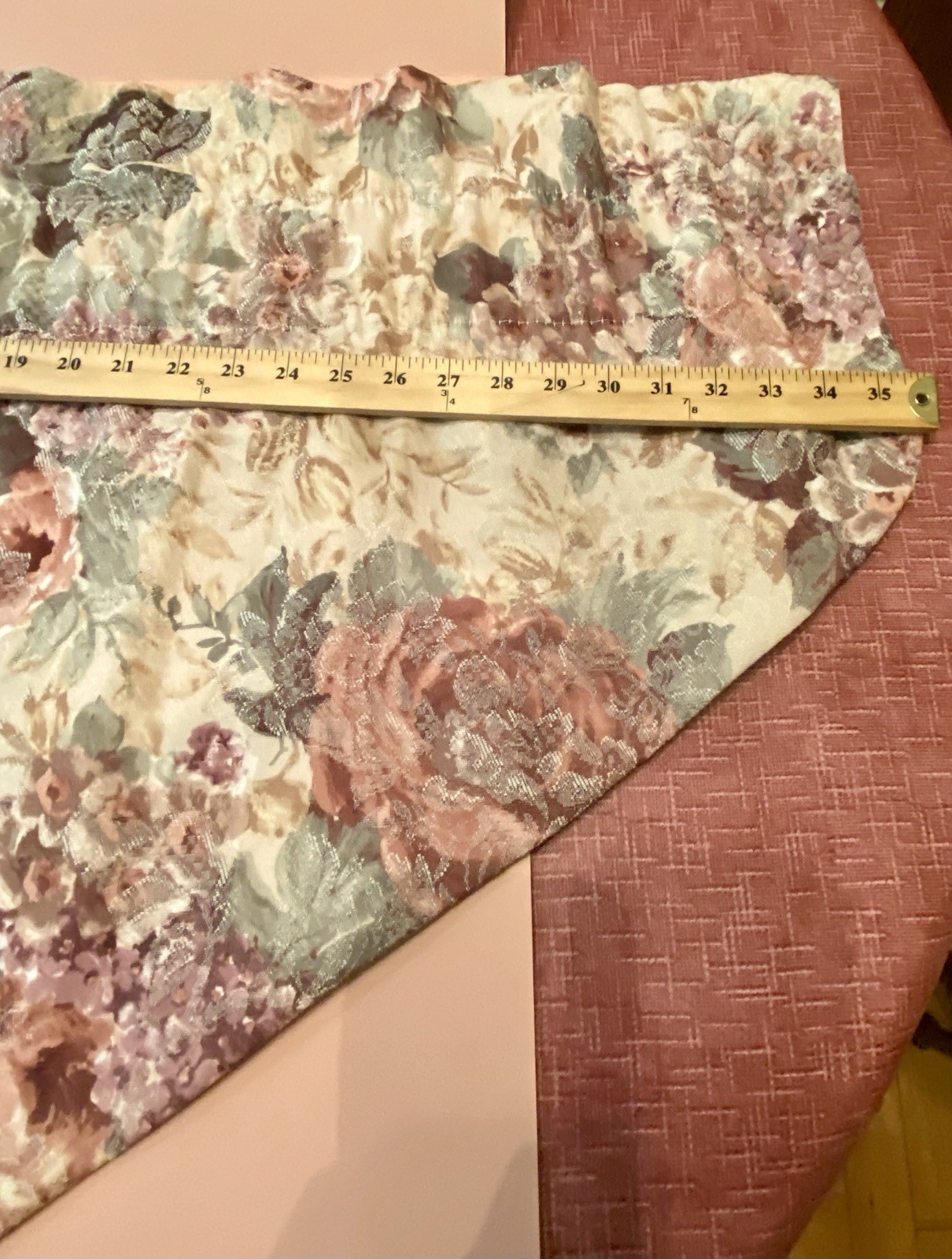 🩷 CROSCILL HOME COTSWOLD PINK ROSES FLORAL ASCOT VALANCE WINDOW TASSEL CURTAIN