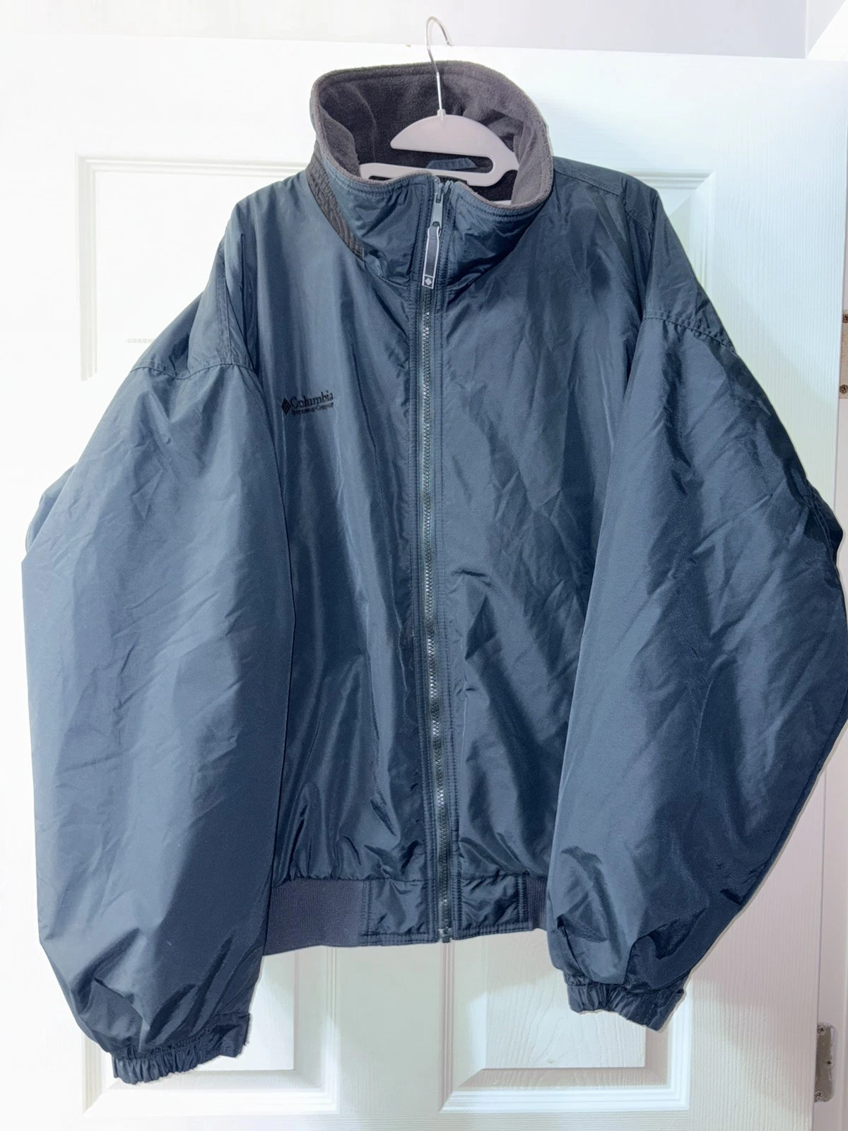 Vintage Columbia Monroe Windbreaker Warm Fleece Lining Zip Jacket Blue Men’s XL
