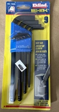 NOS VINTAGE 13609 EKLIND TOOLS 9pc BALL HEX L KEY SET METRIC 1.5mm - 10mm USA