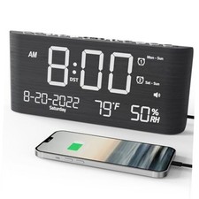 Alarm Clock, 8.7 Inch Digital Clock, Alarm Clock with USB and Type-C Dark Grey