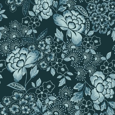 FD26300_Happy Blooming Floral Teal dark blue navy Fine Decor Wallpaper