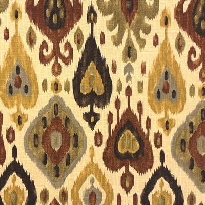 Richloom DJANGO Ikat MAPLE Brown Linen Drapery Pillow Remnant Fabric 28'' Length