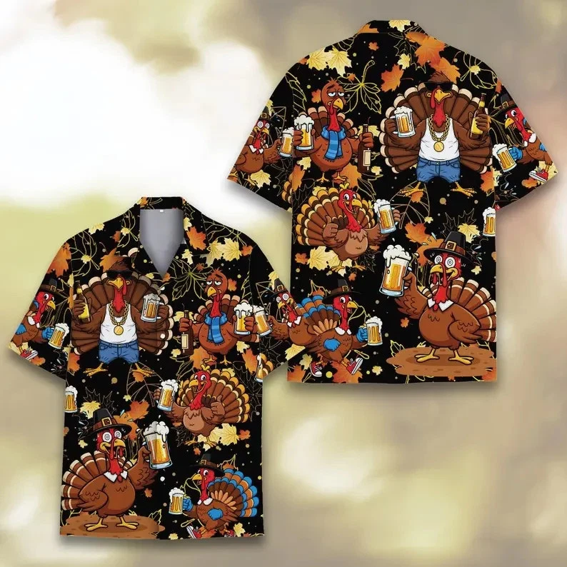 Camiseta havaiana engraçada cerveja peru festa de ação de graças feriado top - Imagem 3 de 4