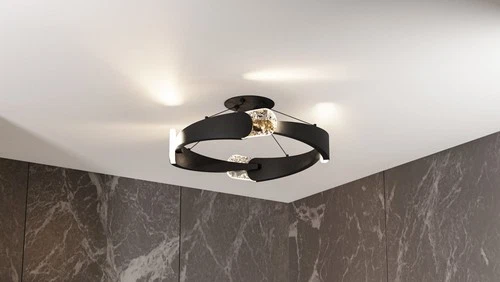 Quoizel PCSAF1724 Saffron 24"W LED Semi-Flush Ceiling Fixture / - Black - Picture 2 of 7