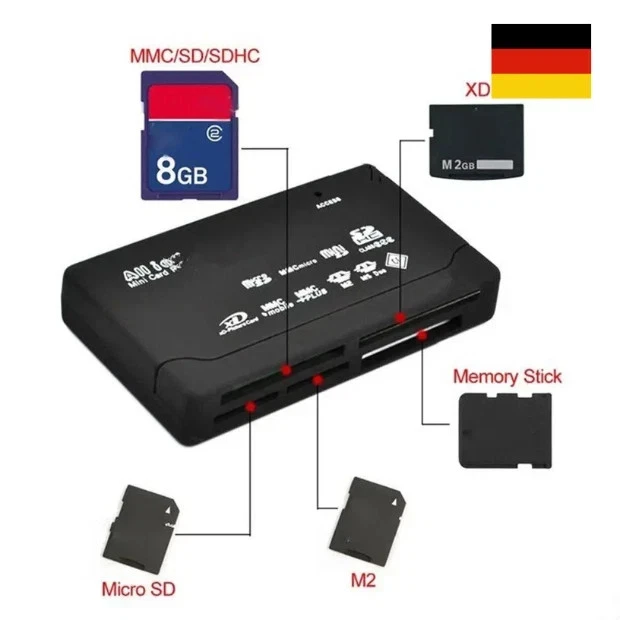 Kartenleser Speicherkartenleser Kartenlesegerät USB SD/MicroSD/SDHC/M2/XD/MS/CF - Bild 3 von 4