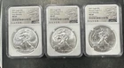 Lot of (3) 2021 $1 U.S. Heraldic T-1 Silver Eagle Dollar "ER" NGC MS 69 Lo#O36