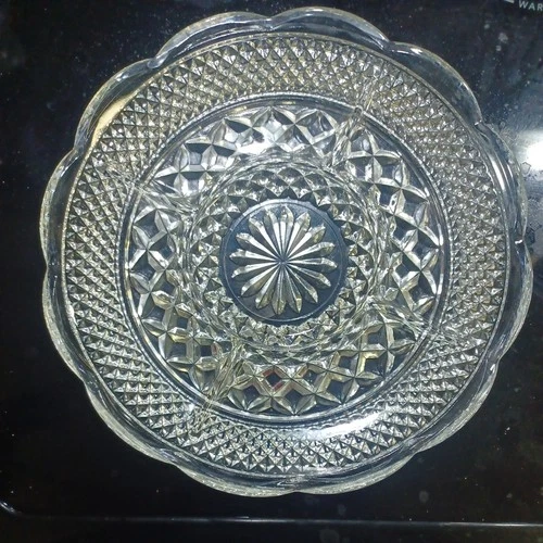 Vtg Anchor Hocking Wexford Platter Tray Clear Glass 5 Part Scalloped 11"