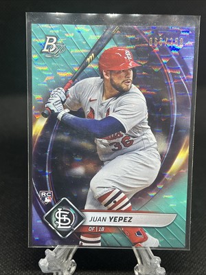 2022 Bowman Platinum Aqua Ice Foil Board Juan Yepez #74 RC Cardinals /250