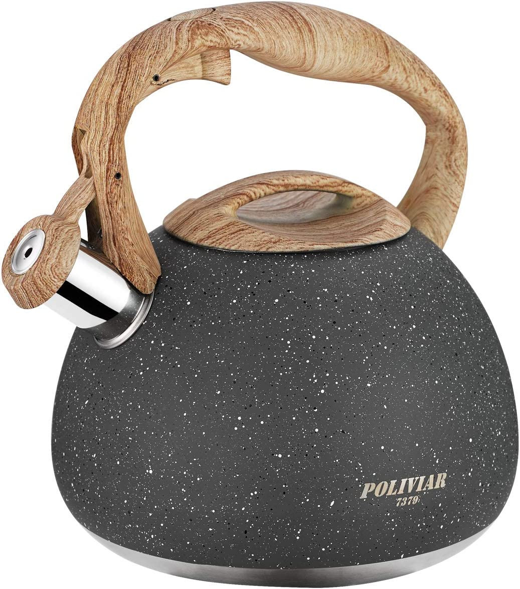 Tea Kettle, 2.7 Quart Natural Stone Finish with Wood Pattern