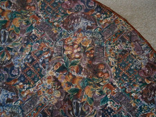 Round polycotton Tablecloth 165cm 66" diameter brown autumn fruit