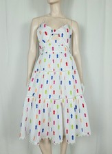 Farm Rio Pineapple Sundress XL White Cotton Embroidered Dress