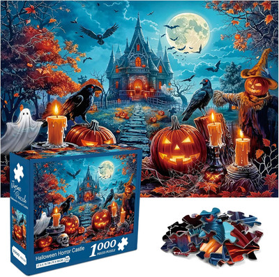 1000 Teile Puzzle Für Erwachsene, Halloween-Horror-Schloss-Puzzle, Kürbisse, Gru