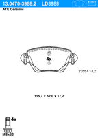 ATE BremsbeläGe Hinten Rechts Links FüR Jaguar X-Type Ford Mondeo III Renault