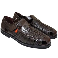 Deer Stags Men Bamboo 2 Woven Huarache Fisherman Sandals Size US 11M Dark Brown