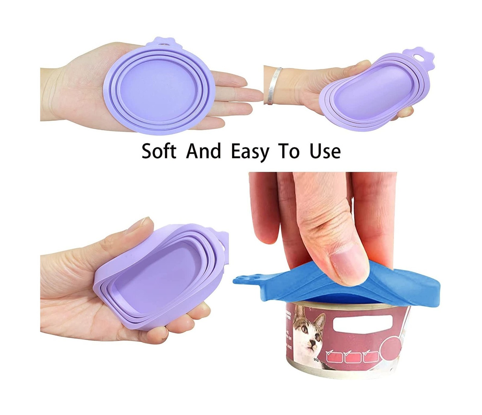 WANBAO 4 Pack Silicone Pet Food Can Lids for 3 Standard Size Food Cans for Pe...