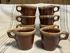 Vintage Hull Pottery Brown Drip Glaze Oven Proof Coffee Mug Set Of 8