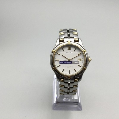 Seiko 7N32-0049 Watch Mens 35mm Archstone Smith Two Tone Date New