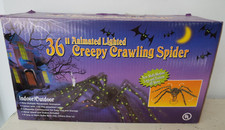Halloween Animated Lighted 36" Creepy Crawling Metal Spider AS IS