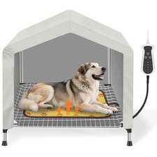 Heated Elevated Dog House for Medium Dogs - with 9-Level Adjustable Heating P...