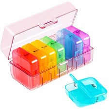 Zoksi Weekly Pill Organizer 2 Times a Day, Pink 7 Day Am Pm Pill Box, Daily A...