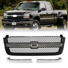 Chromeblack Front Grille For 2003-2007 Chevrolet Silverado 1500 2500 3500 Hd
