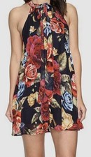 Show Me Your Mumu Women's Floral Halter Tie Front Dress Size L