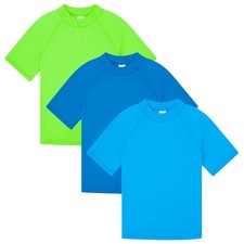 3 Pack Kids Short Sleeve Rash Guard Shirt UPF 50 Swimwear Quick Dry Tee