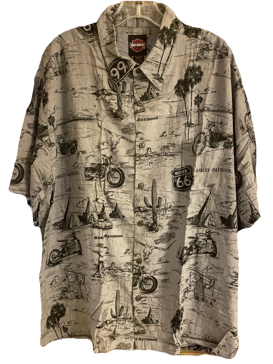 Harley-Davidson Silk Hawaiian Casual Button-Down Shirts for Men