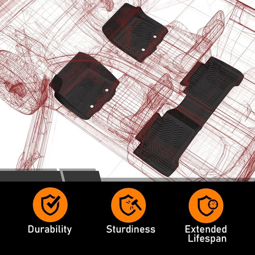 All Weather Custom Fit Anti-Slip Floor Mats for Colorado Canyon Crew Cab 2023-25 - Picture 8 of 9