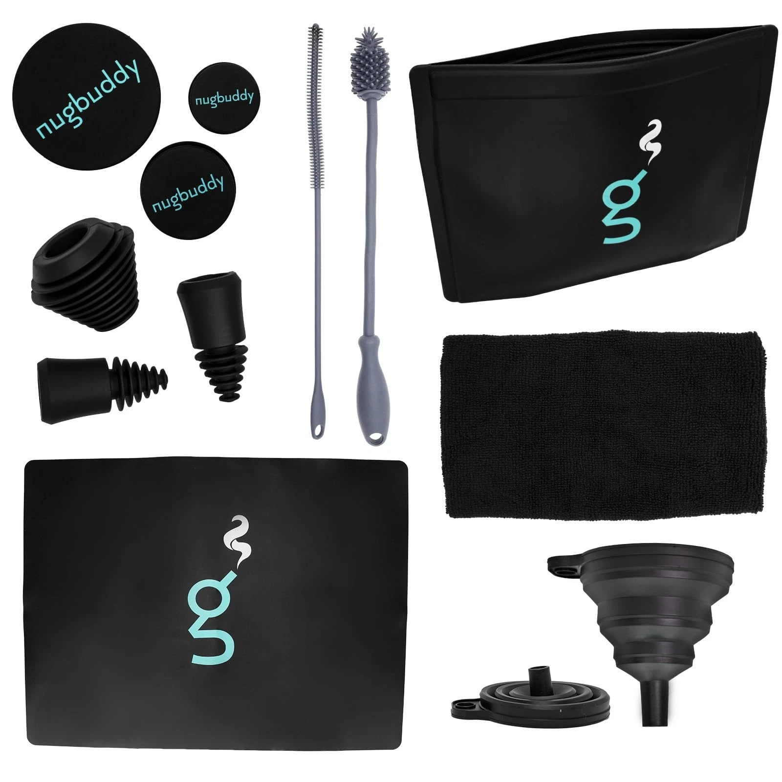 Glass Cleaning Kit Reusable Silicone Accessories Brushes Mat Towel NB-CLN GBW