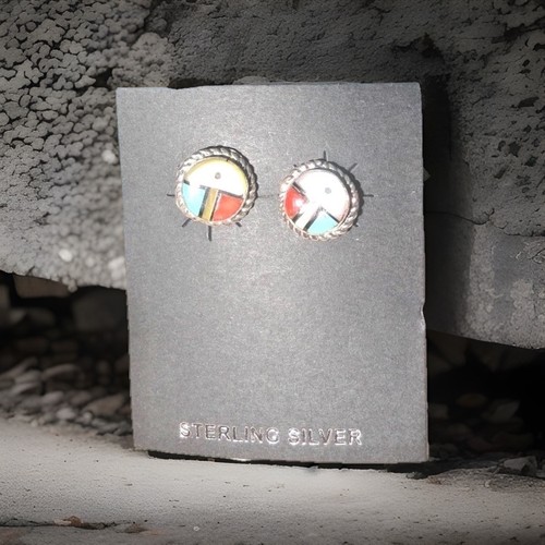 Zuni sunface earrings. Hallmarked ERIACHO